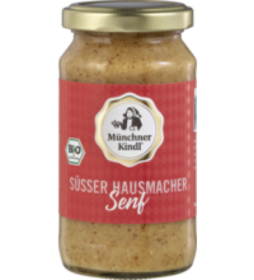 Süßer Hausmacher Senf, vegan, 200 ml Glas, Münchner Kindl Senf