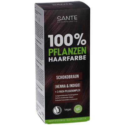Pflanzenhaarfarbe Schokobraun (Henna & Indigo), vegan, 100 gr Packung, Sante