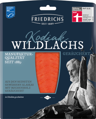 Kodiak-Wildlachs, geräuchert, 100 gr Packung, Friedrichs