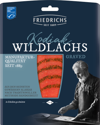 Kodiak-Wildlachs, graved, 100 gr Packung, Friedrichs