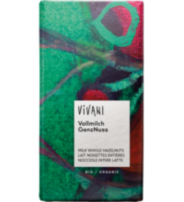 Vollmilch Ganznuss Schokolade, 100 g Tafel, Vivani
