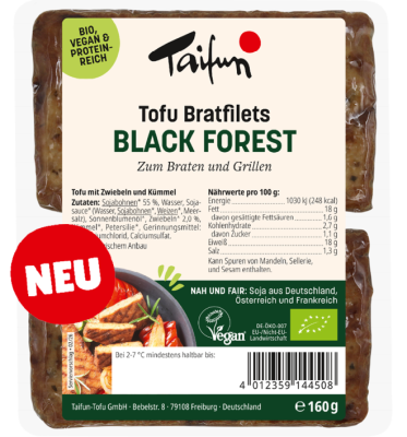 Tofu Bratfilets Black Forest, vegan, 160 gr Packung (2 Stück), Taifun