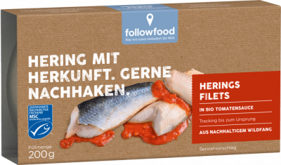 Herings Filets in Bio Tomatensauce, 200 gr Dose, followfood