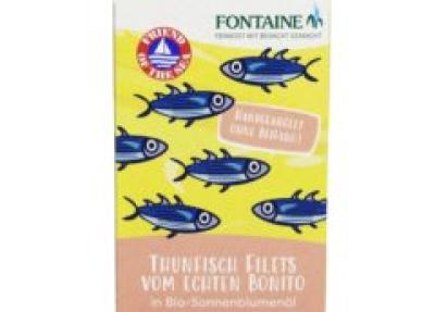 Thunfisch-Filet Echter Bonito in Bio-Sonnenblumenöl, 120 gr Dose (Abtropfgewicht 90 gr), Fontaine