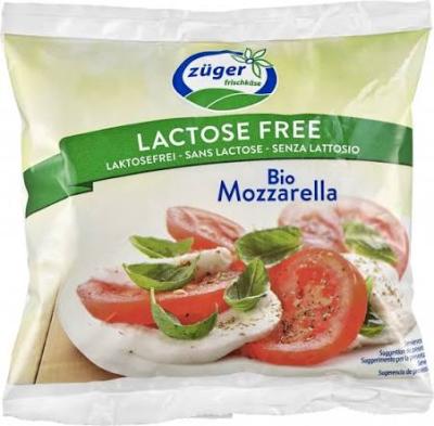 Mozzarella, laktosefrei, mind. 45% Fett i. Tr., 235 gr Beutel (Abtropfgewicht: 100 gr), Züger Frischkäse