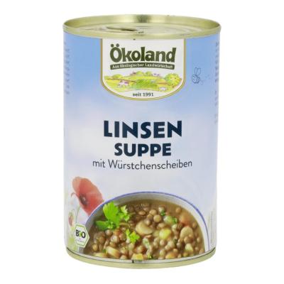 Linsensuppe mit Würstchenscheiben, 400 gr Dose, Ökoland
