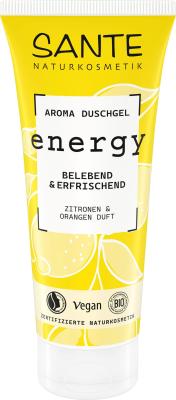 Aroma Duschgel „Energy” mit Zitronen & Orangen Duft, vegan, 200 ml Tube, Sante